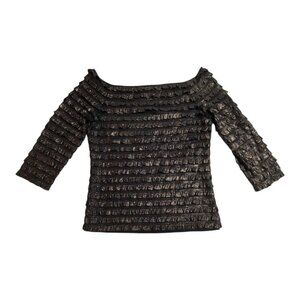 Frank Lyman Top Off-Shoulder Ruffled Black & Gold Evening Night Out Size 4
